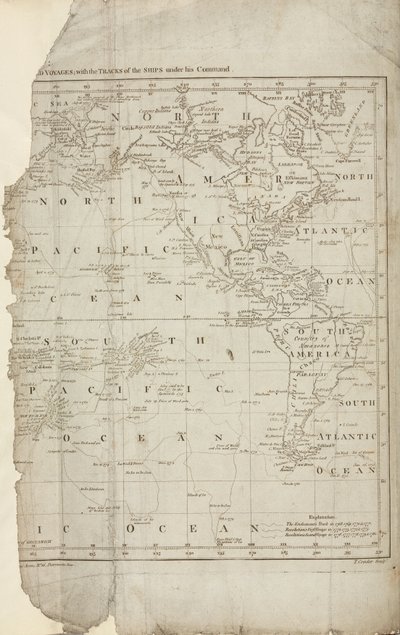 クックの航海の地図、1780年頃 作： John Pardon