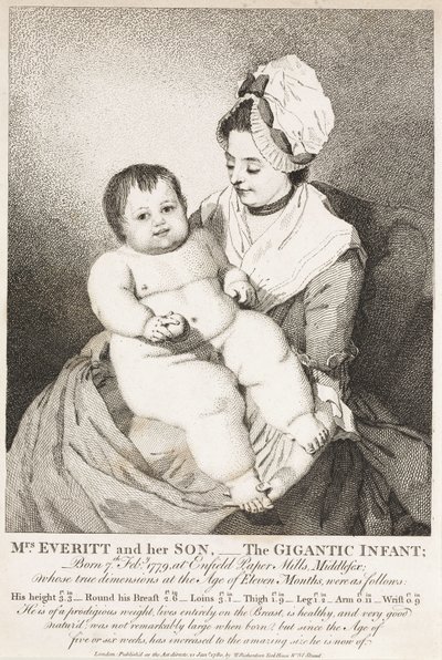 エブリット夫人とその息子；巨大な乳児」。 作： John Pardon