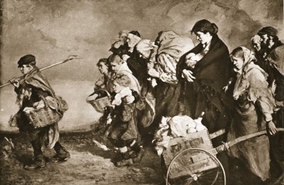「The Illustrated War News」からの「ホームレス」、ドイツの大群からの逃走 (litho) 作： Richard (after) Jack