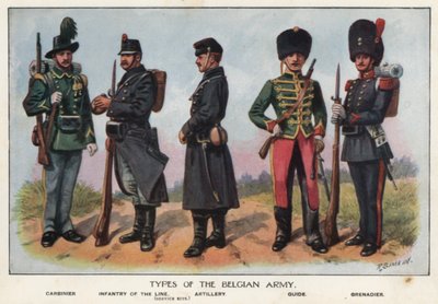 ベルギー軍の兵士たち（カラーリトグラフ 作： Richard (after) Simkin