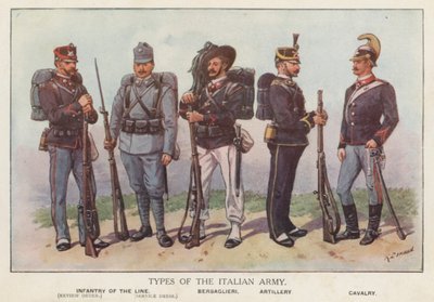 イタリア軍の兵士たち（カラーリトグラフ 作： Richard (after) Simkin