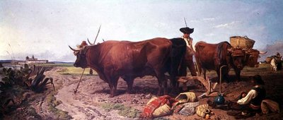 スペインでのプラウイング、セビリアの向こうでの昼間の休息 作： Richard Ansdell