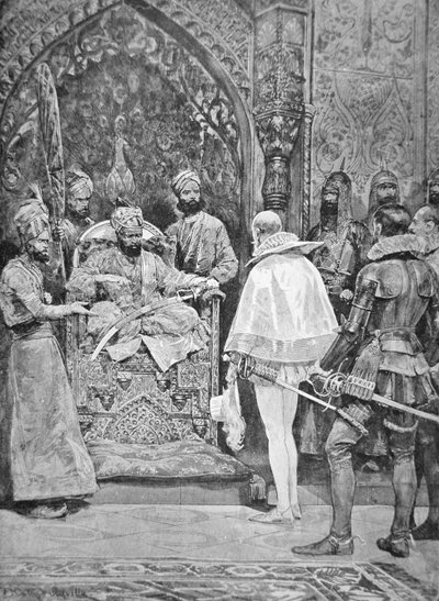 1615年、インドのイギリス大使（リトグラフ 作： Richard Caton II (after) Woodville