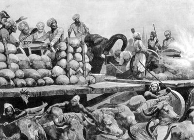 Nawab Siraj Ud Daulahsの大砲、可動式のプラットフォーム、インド、1757、1893。 作： Richard Caton II Woodville