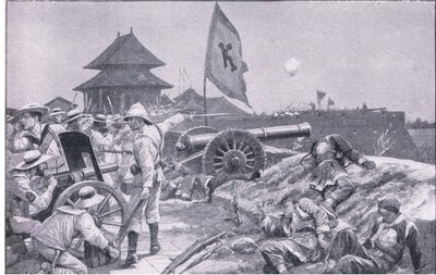 天壇：城壁での戦い（リトグラフ 作： Richard Caton II Woodville