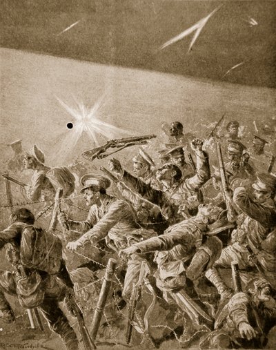 イギリスの歩兵、1914年から1919年までドイツのワイヤーの絡み合いを強要 作： Richard Caton Woodville