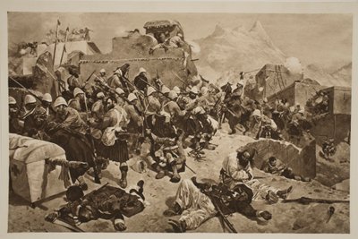 カンダハール：「The Illustrated London News」（1901年）の第92回ハイランダーと第2回グルカストウミングガウディムラサヒブダッド 作： Richard Caton Woodville