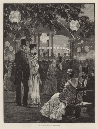 ロンドン病院の利益のための夜の祭典-庭園の音楽 作： Richard Caton Woodville