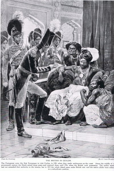 セイロンのイギリス人、「ハッチンソンのイギリス国民の物語」、1923年頃のイラスト 作： Richard Caton Woodville