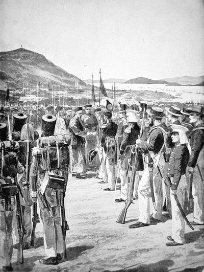 1841年の香港の英国への譲渡 作： Richard Caton Woodville