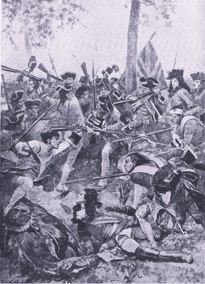 1706年5月23日、ラミーユの戦い：アイルランド連隊の攻撃、陸と海でのイギリスの戦い、1915年のイラスト 作： Richard Caton Woodville junior