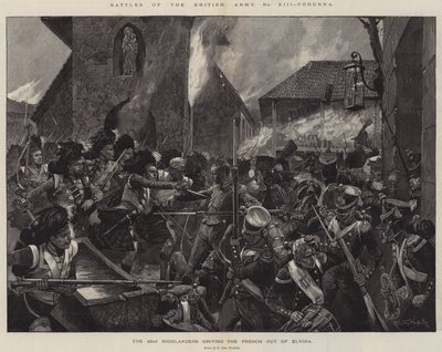 エルビナからフランス軍を駆り立てる、42代のハイランダー、コルンナ、イギリス軍の戦い 作： Richard Caton Woodville junior