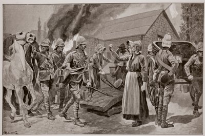 メルトンプライアー（1845-1910）のスケッチの後、危険なハンバーガーの農場を焼く 作： Richard Caton Woodville junior