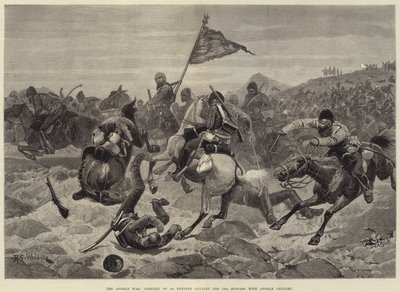 アフガン戦争、第1パンジャウ騎兵隊および第15騎兵とアフガン騎兵隊の対立 作： Richard Caton Woodville junior