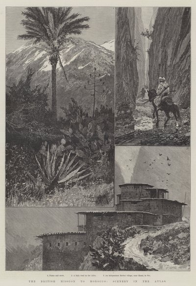 モロッコへのイギリスの使命、アトラスの風景 作： Richard Caton Woodville junior