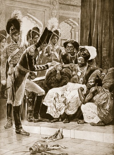 セイロンのイギリス人、「ハッチンソンのイギリス国民の物語」、1923年頃のイラスト 作： Richard Caton Woodville junior