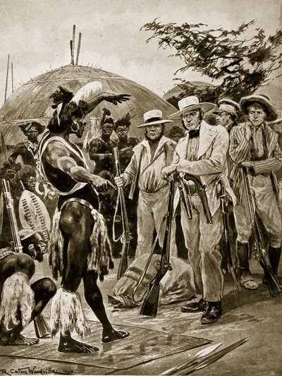 1824年のナタールのイギリス人、「ハッチンソンのイギリス国民の物語」、1923年頃のイラスト 作： Richard Caton Woodville junior