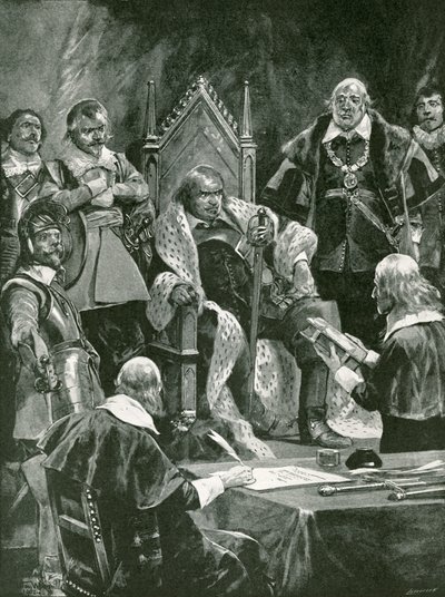 守護神としてのオリバー・クロムウェルの就任式における聖書の発表 作： Richard Caton Woodville junior
