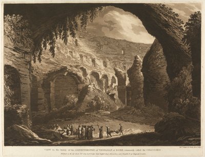 Vista no interior do anfiteatro de Vespasão em Roma Comumente chamado de Coliseu 作： Richard Cooper the Elder