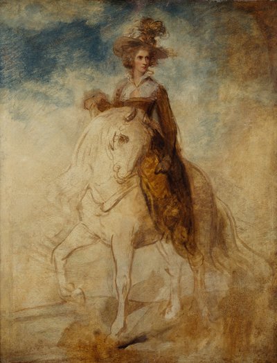 レディ・エリザベス・フォスターとされる女性の騎馬像（油彩・パネル 作： Richard Cosway