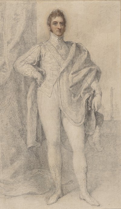 第 5 代マールボロ公ジョージの肖像、遠くにブレナムを望む、1817～21 年。 作： Richard Cosway