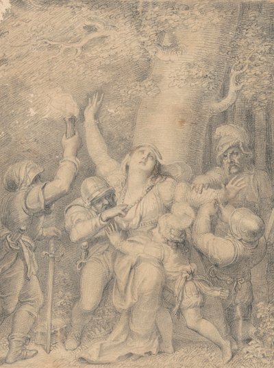 Rainha Margaret de Anjou com o príncipe, seu filho, despojado de sua regalia por ladrões em uma floresta 作： Richard Cosway