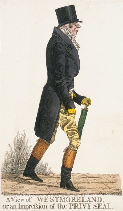 「ウェストモアランドの眺め、または秘密の印章の印象」、1821 年 作： Richard Dighton