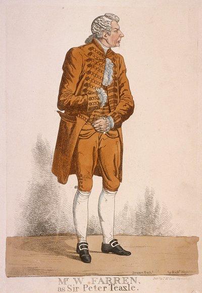 ピーター・ティーズル卿としての俳優ウィリアム・ファレン、1824年 作： Richard Dighton