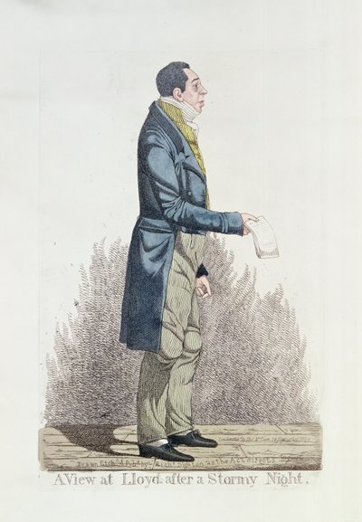 1824年の嵐の夜の後にロイズで見る（色のエッチング） 作： Richard Dighton