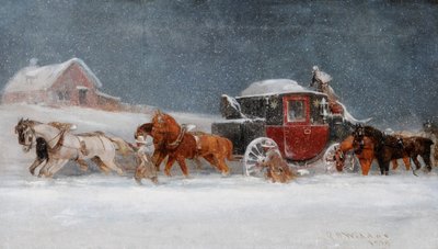 吹雪の中のコーチ 作： Richard Dodd Widdas