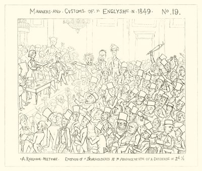 1849年、鉄道会議、2.5ペンスの配当の発表における株主の感情 作： Richard Doyle