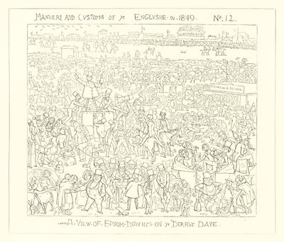 1849年、ダービーの日のエプソムダウンの眺め 作： Richard Doyle