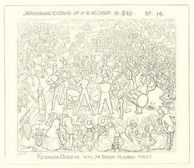 1849年、バンドが演奏するケンジントンガーデンズ 作： Richard Doyle