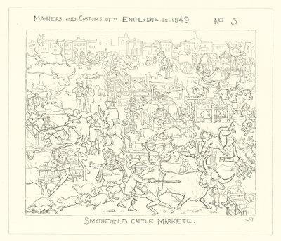 1849年、スミスフィールド牛市場 作： Richard Doyle
