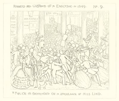 1849年、リンドさんの登場に対する興奮 作： Richard Doyle
