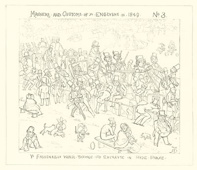 1849年、ハイドパークで運動するファッショナブルな世界 作： Richard Doyle