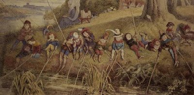 子供たちに釣りを教えるジュリアナ・バーナーズ女史 作： Richard Doyle