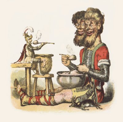 ジャック・ザ・ジャイアント・キラー」のイラスト（カラーリトグラフ 作： Richard Doyle