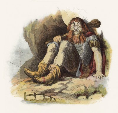 ジャック・ザ・ジャイアント・キラー」のイラスト（カラーリトグラフ 作： Richard Doyle