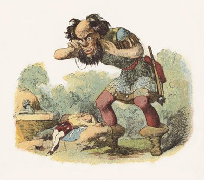 ジャック・ザ・ジャイアント・キラー」のイラスト（カラーリトグラフ 作： Richard Doyle