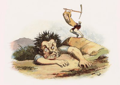 ジャック・ザ・ジャイアント・キラー」のイラスト（カラーリトグラフ 作： Richard Doyle