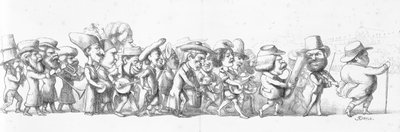 1851年の大展示会の訪問者をリードするジョンブル 作： Richard Doyle
