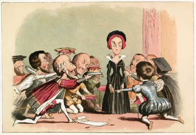 ジェーン・ダドリー夫人は王冠を受け入れるように迫った 作： Richard Doyle