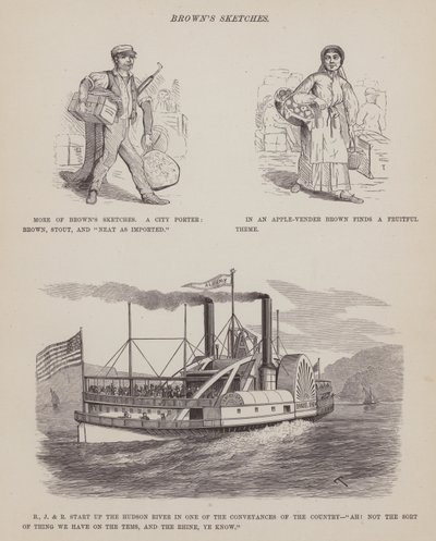 The American Tour of Messrs Brown, Jones and Robinson」のページ（彫刻）。 作： Richard Doyle