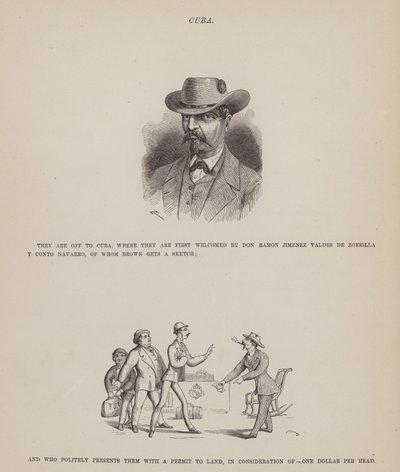 The American Tour of Messrs Brown, Jones and Robinson」のページ（彫刻）。 作： Richard Doyle