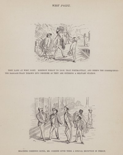 The American Tour of Messrs Brown, Jones and Robinson」のページ（彫刻）。 作： Richard Doyle