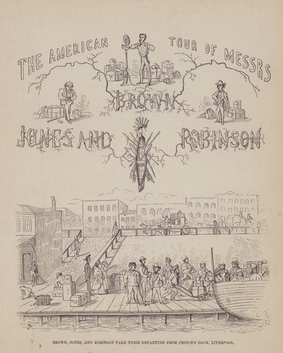 The American Tour of Messrs Brown, Jones and Robinson」のページ（彫刻）。 作： Richard Doyle