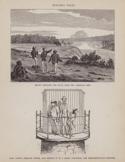 The American Tour of Messrs Brown, Jones and Robinson」のページ（彫刻）。 作： Richard Doyle
