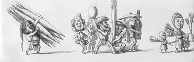 偉大な展覧会へのスコットランド人とスペイン人の訪問者、1851年 作： Richard Doyle
