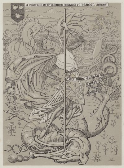 ドラゴンを殺す聖ジョージ（アクアチント） 作： Richard Doyle